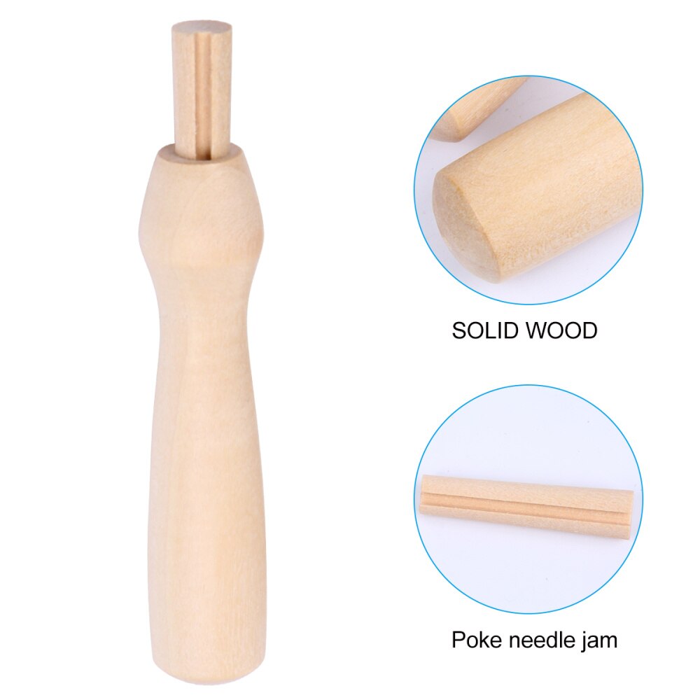 5PCS Poking Needle Wooden Handle Wool Felt Poke Tool Handle Solid Wood DIY Poking Needle Handle for Poke Tool Use