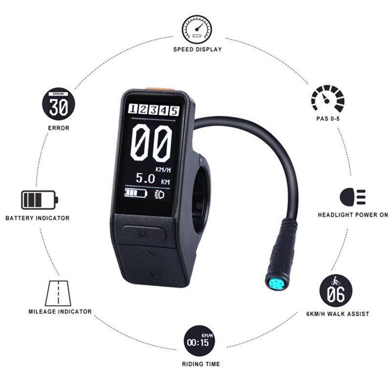 Electric Bicycle Display Screen SW102 LCD Mini Waterproof Speed Controller for Bafang Bbs01 Bbs02 Bbshd Mid Motor