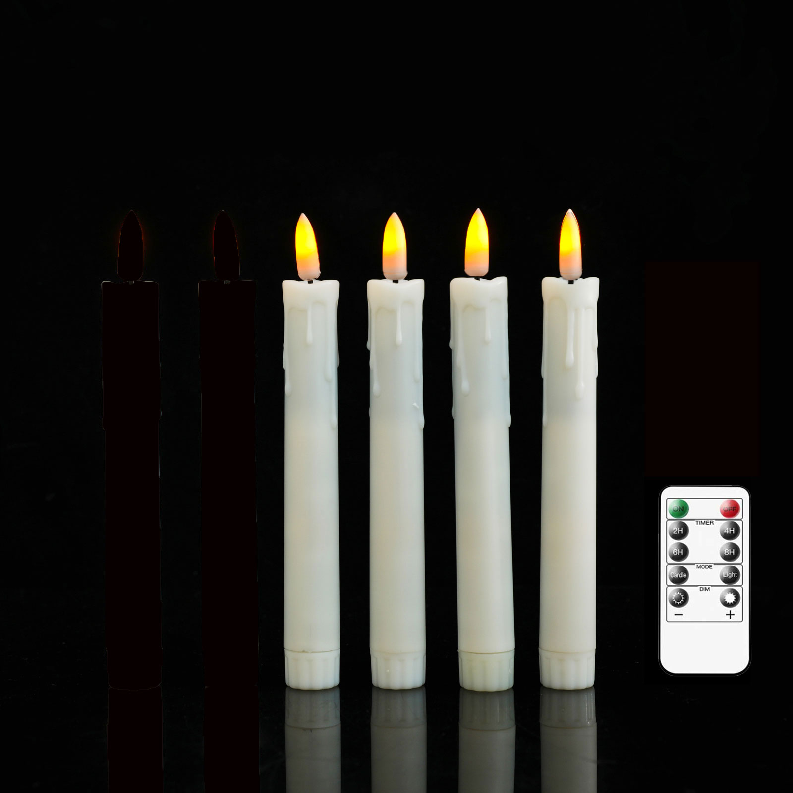 2/3/4 Pieces 7 inch Short Flameless LED Taper Candles With Remote Control,Plastic Realistic Flickering Christmas Candles