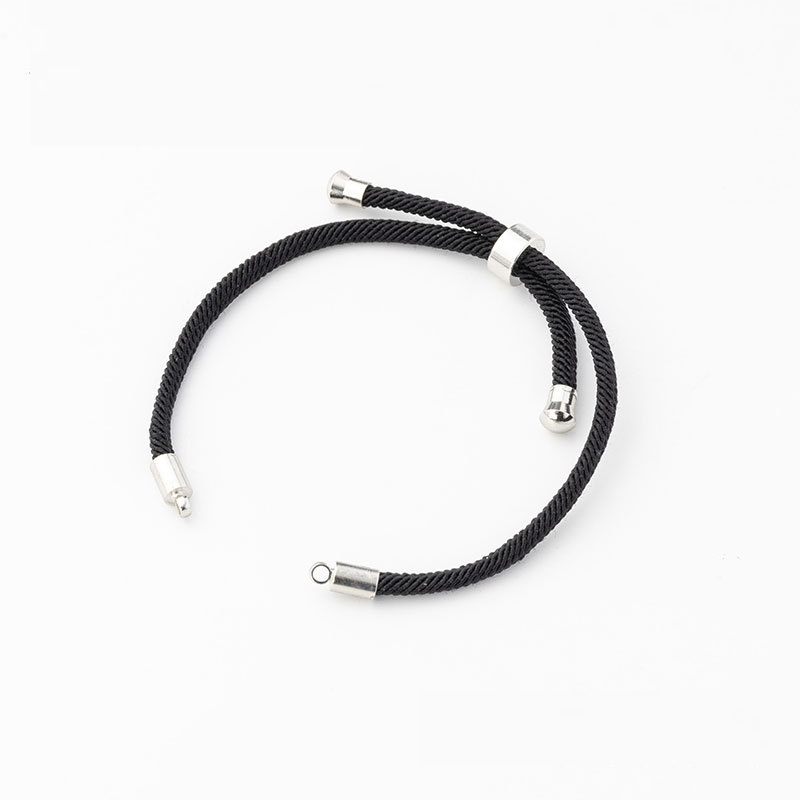5 stk/parti 3mm svart rødt tau tilbehør justerbar lenke kjede for gjør-det-selv-koblinger sjarm armbånd smykkefremstilling: Svart og hvit k