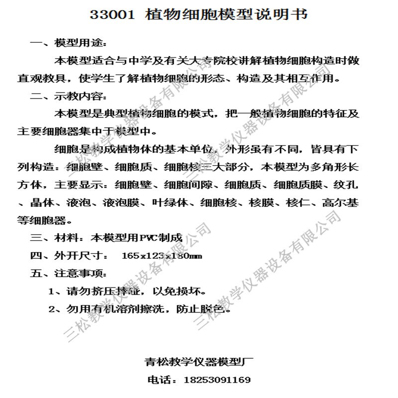 Plant Cell Model Plant Microscopic Specimens Magnified Cell Structure Bio-teaching Model Display Utensils