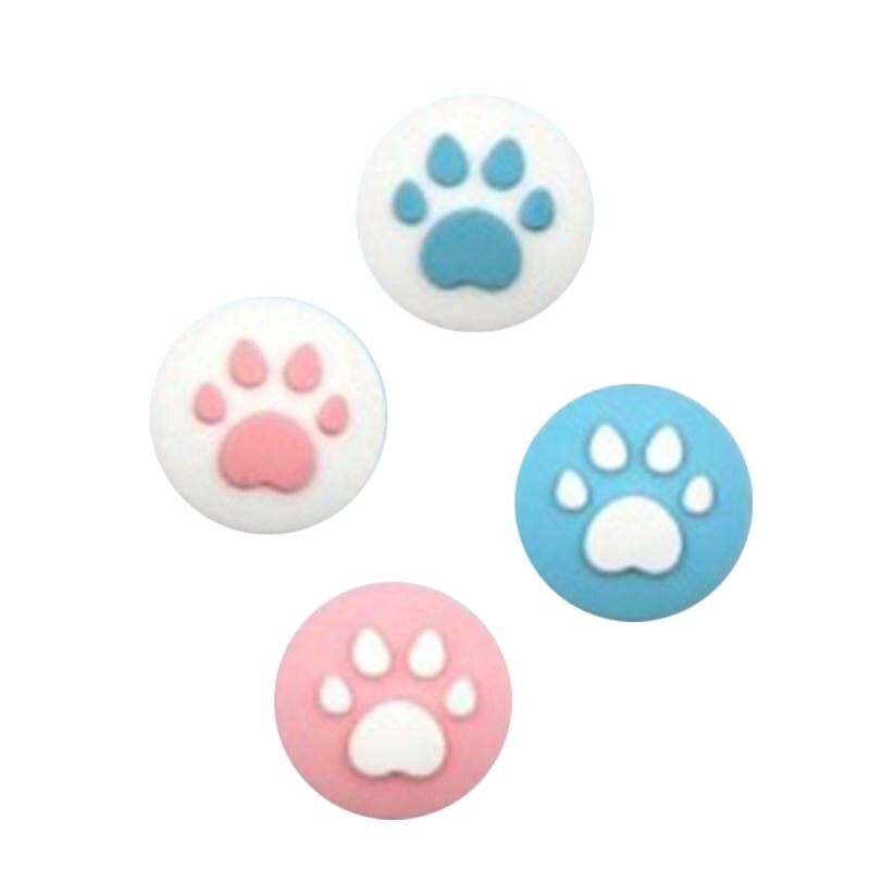 4 Uds Cute Cartoon Cat Paw Joystick silicona pulgar Grips cubierta para Nintendo Switch/Lite juego controlador accesorios tapa de balancín Kit: 3