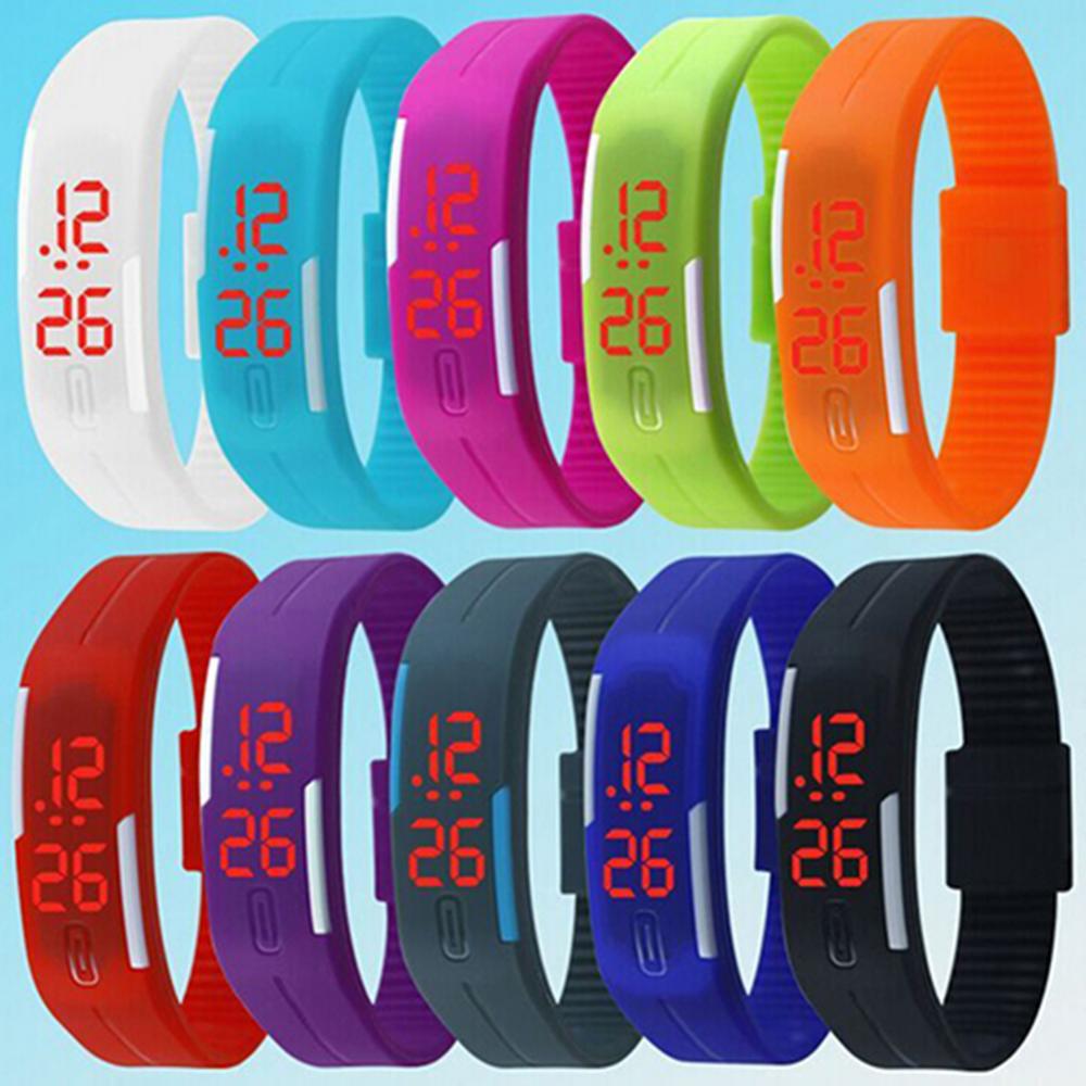 Montre-bracelet numérique en silicone pour hommes et femmes, LED rouge, bracelet de sport, montre-bracelet tactile,