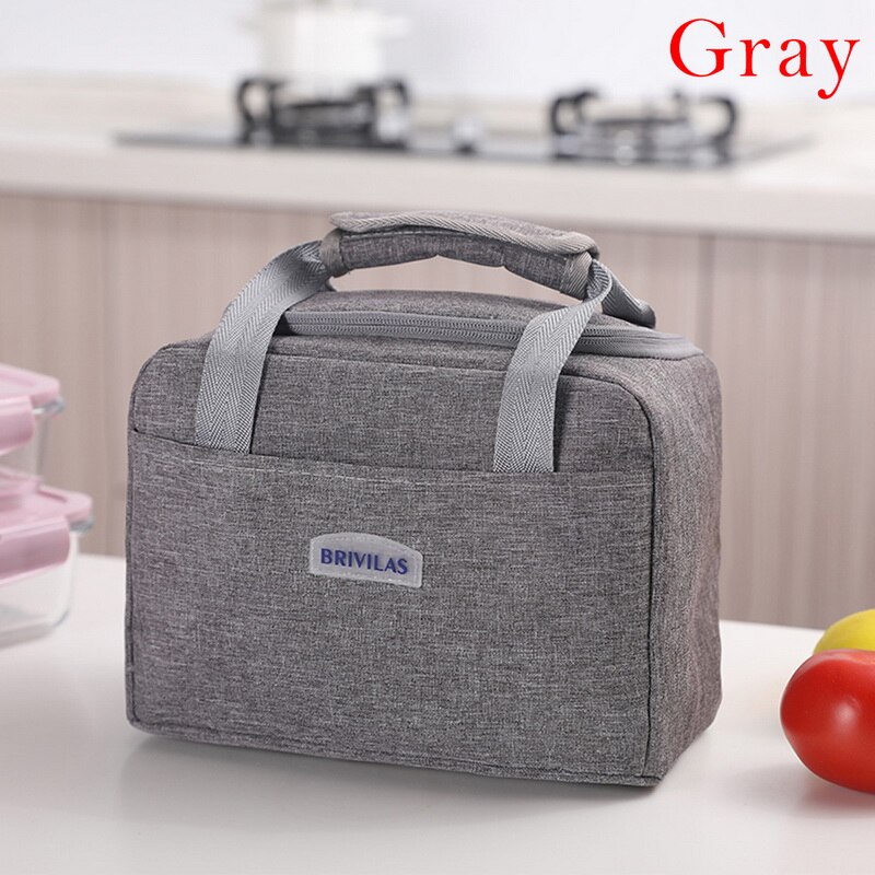 Tragbare Lunch Box Für Frauen Handtaschen Solide Kühler Picknick Taschen Isolierte Thermische Mittagessen Taschen Kinder Schule Lebensmittel Lagerung Tasche: Gray