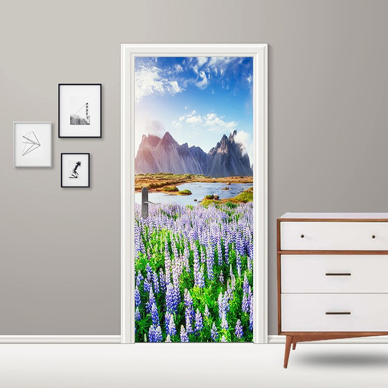 Decals Mural 3D Step Door Sticker Nature Mountain Diy Selfadhesive Waterproof Paper Poster for Print Art Picture Home Decoration: YXCV218901 / 95x215cm