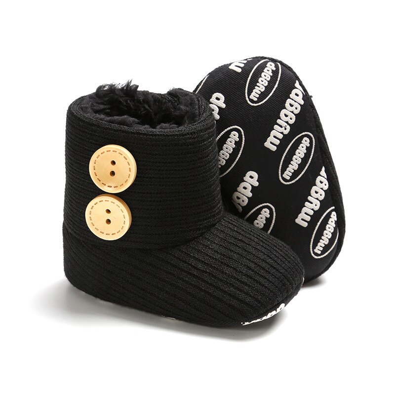 Winter Warm Babyschoenen Baby Ankle Snowboots Infant Haak Knit Fleece Baby Schoenen voor Jongens Meisjes Christmas: black / 3