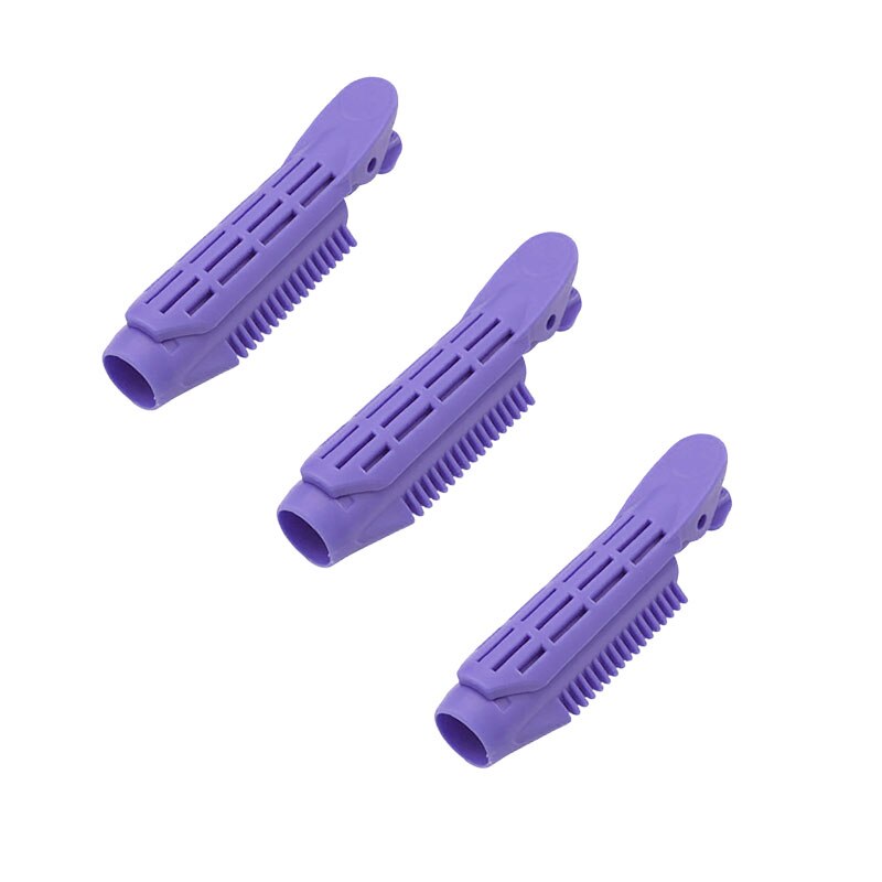 1/2/3Pcs Candy Kleur Haar Clip Wortel Pluizige Plastic Hair Curler Draagbare Bang Kapsel Golvend Haar pin Roller Haaraccessoires: Purple 3PCS