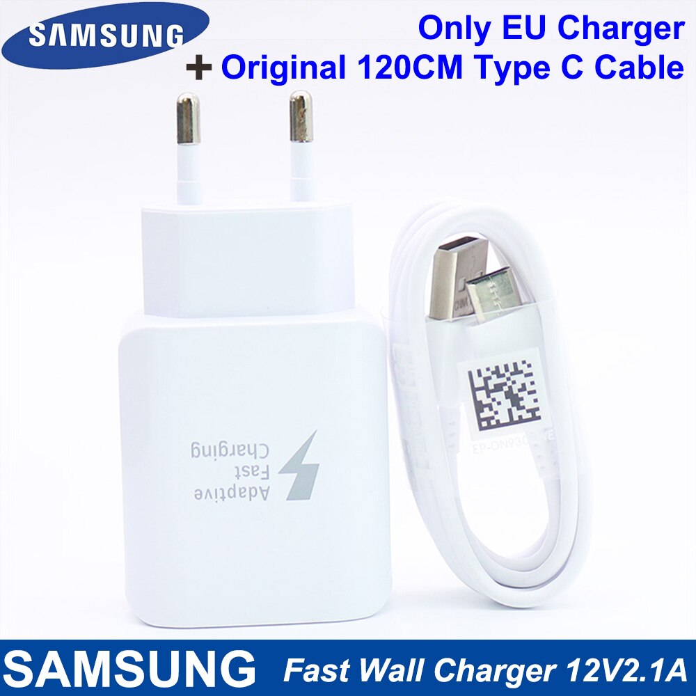 Samsung-cargador rápido de pared para Samsung Galaxy S10, S9, S8 Plus, S7, Note9, 8, 7 FE, Tab, Note A S, EU, 12V2.1A(25W): Add 1.2M Type C Cabl