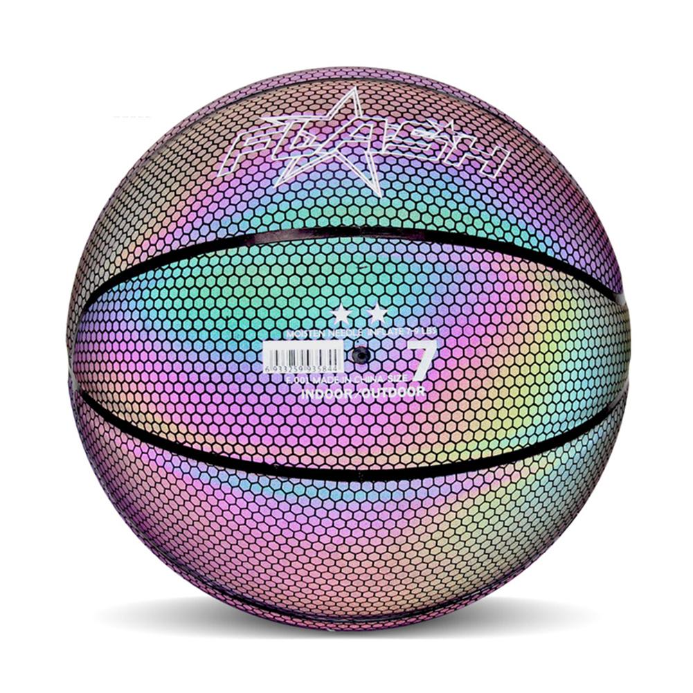 Gioco notturno di pallacanestro luminoso Street PU incandescente arcobaleno luce strumento di allenamento per bambini Street Basketball Show allenamento per bambini