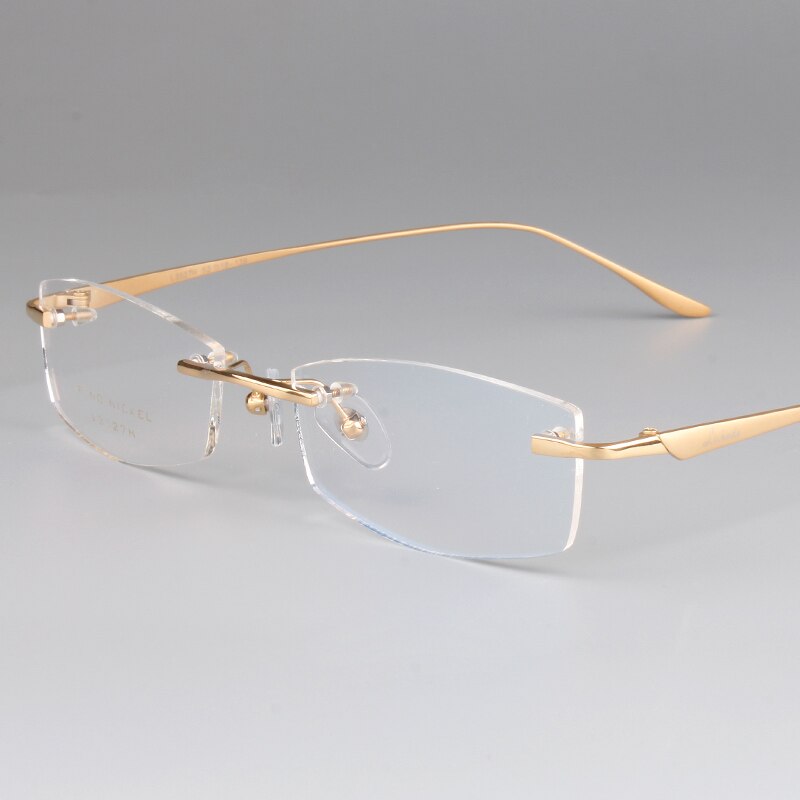 Rene titanium mandlige briller mænd rammer uden briller nærsynethed brille optisk recept briller 3527: Guld