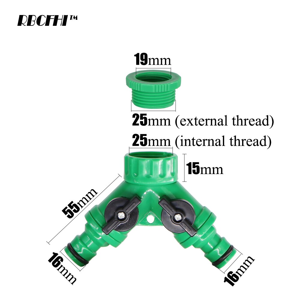RBCFHI 1PC 2-Way Garden Hose Tap Water Splitter 5/8" Quick Connector 1/2" 3/4" Female Water Irrigation Valve Adjustable Switch
