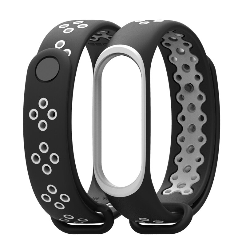 Horloge Band Voor Xiaomi Mi Band 3/4 Horloge Riem Sport Armband Voor Mi Band 3 4 Smart Horloge siliconen Band Voor Mi Band 3 4: Black White