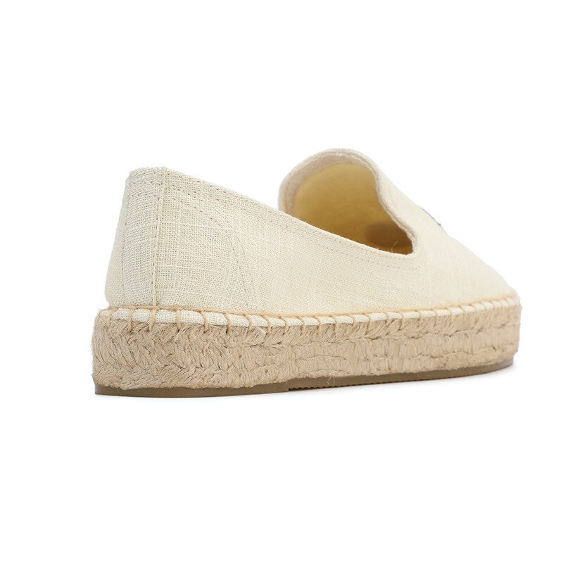 DZYM Zomer Cherry Borduren Vrouwen Visser Schoenen Stro-geweven Loafers Vlas Flats Leisure Linnen Vlas Dame Canvas Espadrilles