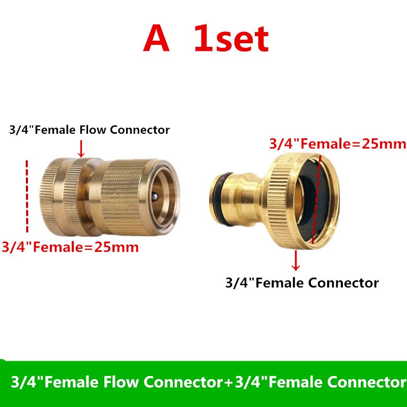 1/2" 3/4"Female Flow Connector With Male Tap Connect Garden Watering Tools Gardening Irrigation Fittings: A  1set
