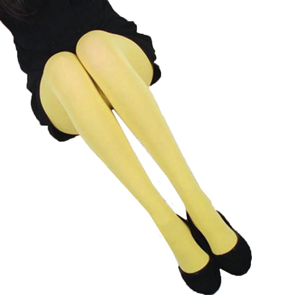 Tights Women Autumn Pantimedias Burnish Opaque Tights Candy Color Tights Dress medias de mujer Ladies Casual Office Tights: Yellow