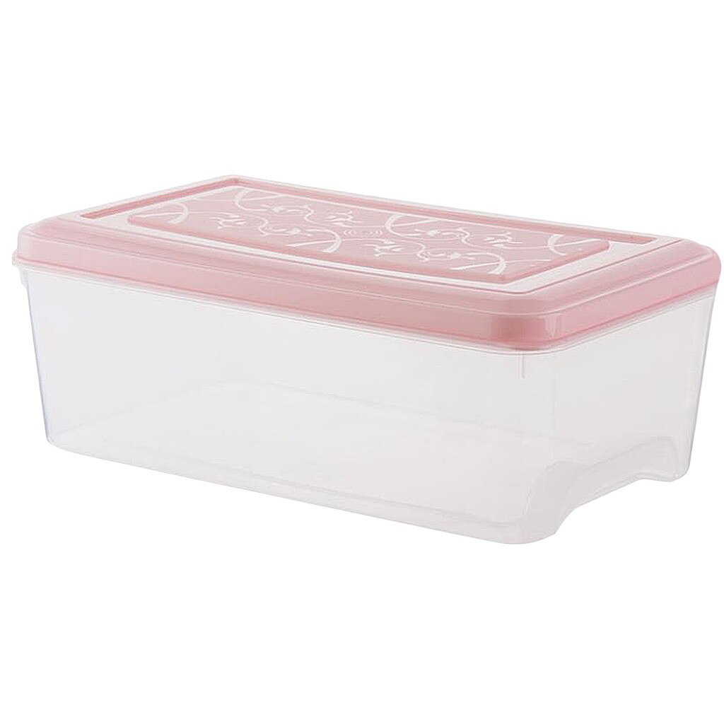 2#Kitchen Plastic Food Vegetable Storage Container Organizer Fridge Storage Box Food Containers Small Refrigerator Storage Boxes: Pink 
