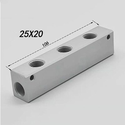 25 x 20mm 1/4 "bsp kvinnlig pneumatisk koppling snabbkoppling gasfördelare grenrörsdelare aluminiumblock för luftkompressor: 3- vägs 5- port