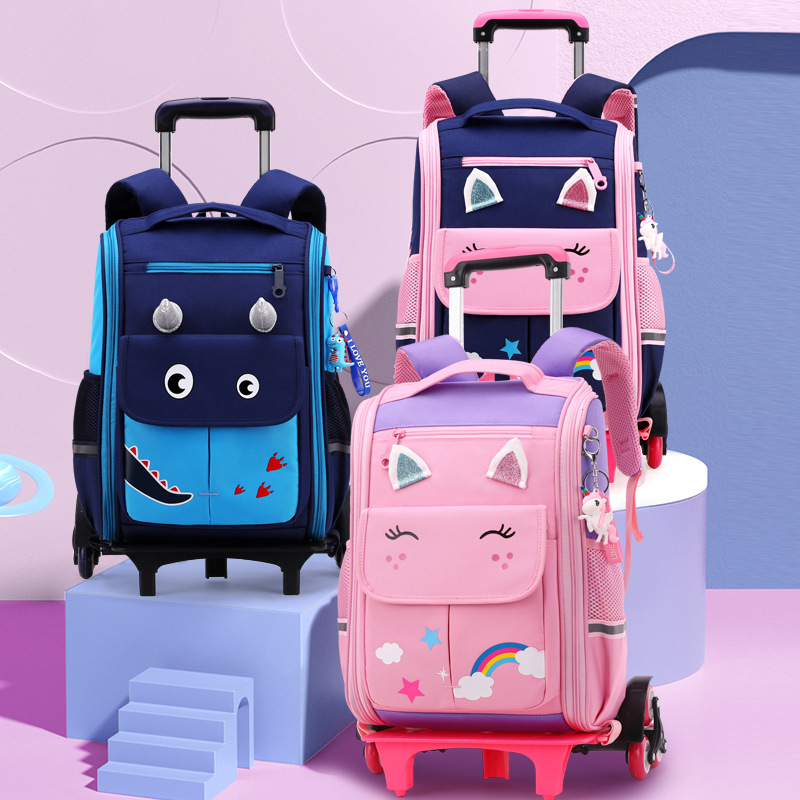 Kinder Trolley Rucksack Räder Student Hohe Kapazität Schultaschen Rollrucksack Kinder Trolley Tasche Schulrucksack Rolltasche