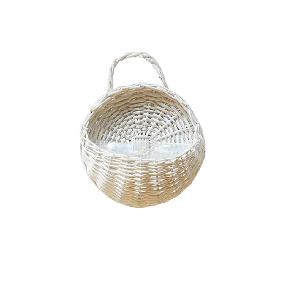 Hand Made Wicker Rattan Outdoor Flower Planter Wall Hanging Basket for Garden Holder Home Decoration