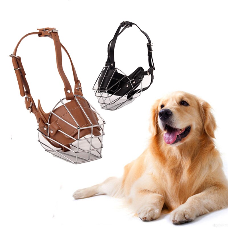 Collar mediano de perro grande bozales hierro, Labrador Golden retriever Anti ladrar morder No comer masticar seguridad Trainning Tough