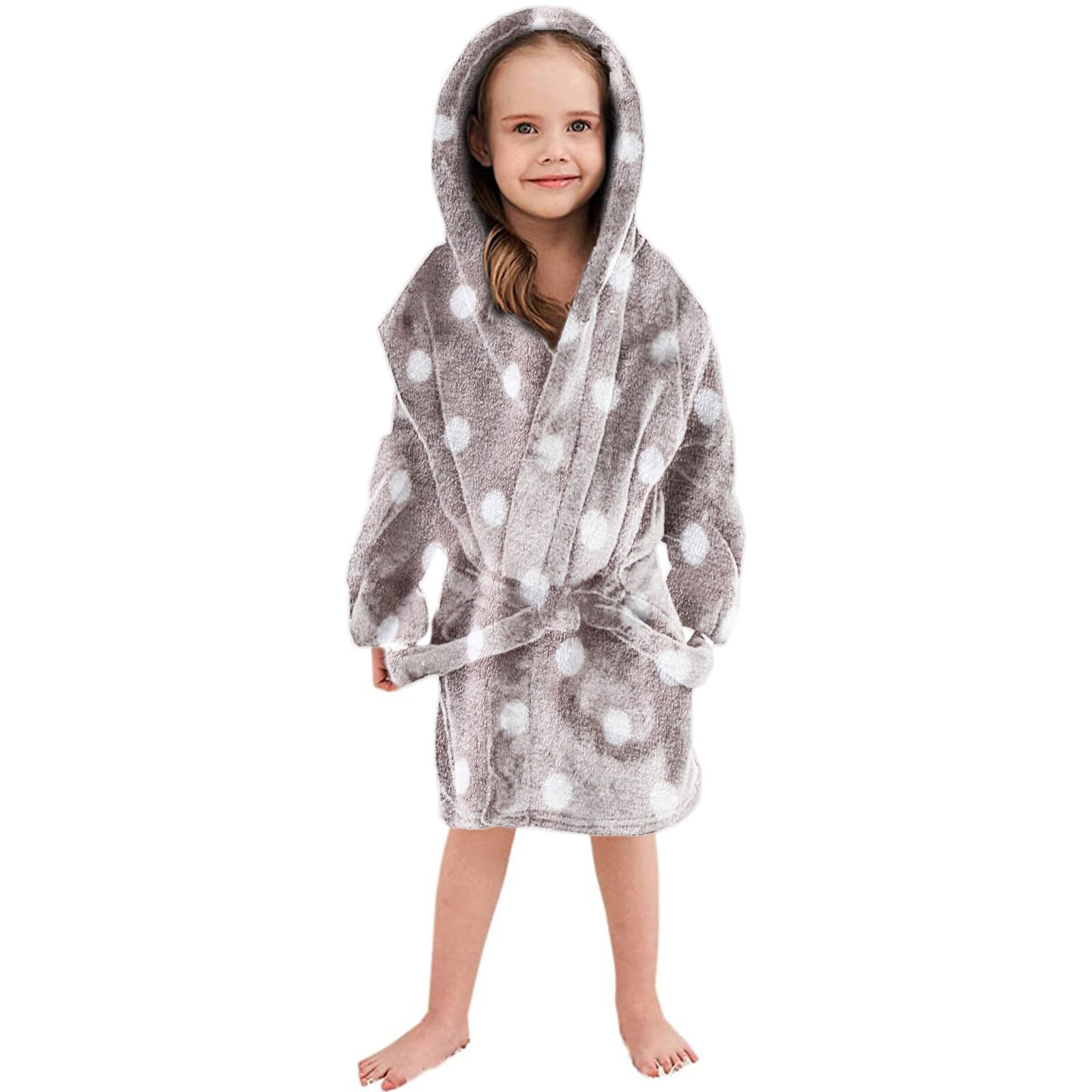Criança camisola criança meninos meninas moda inverno manter quente com capuz grosso quente flanela roupão noite-roupão pijamas 5-6 roupas