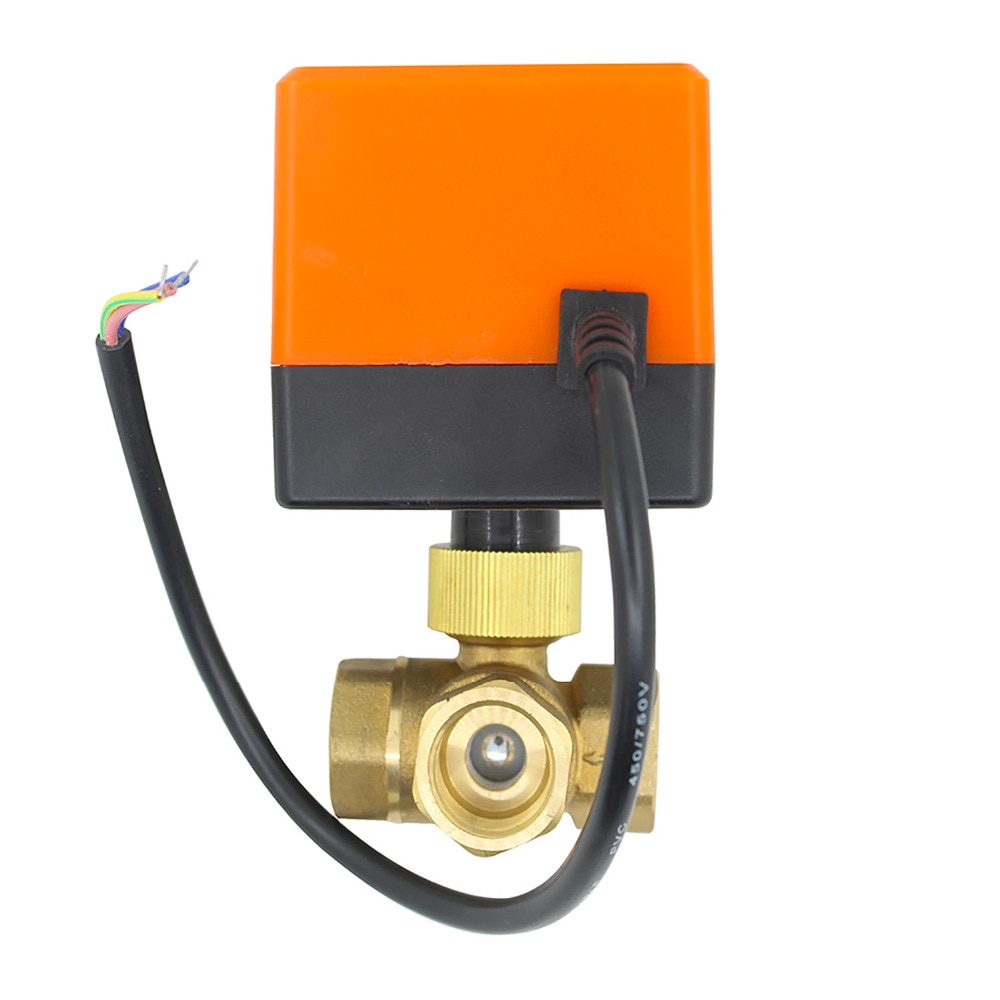 Elektrische Kogelkranen 3 Weg Kraan Kogelkraan Met Actuator AC 220v Motorkogelkraan 1 2 3 4 1 1 4 Inch 3 4 Inch 1466167398