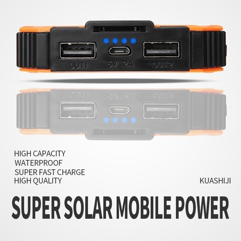 Riesige Kapazität Solar Power Bank 30000mAh Dual-USB Wasserdichte Solar Power Bank Ladegerät Für Alle Telefon Iphone huawei Xiaomi