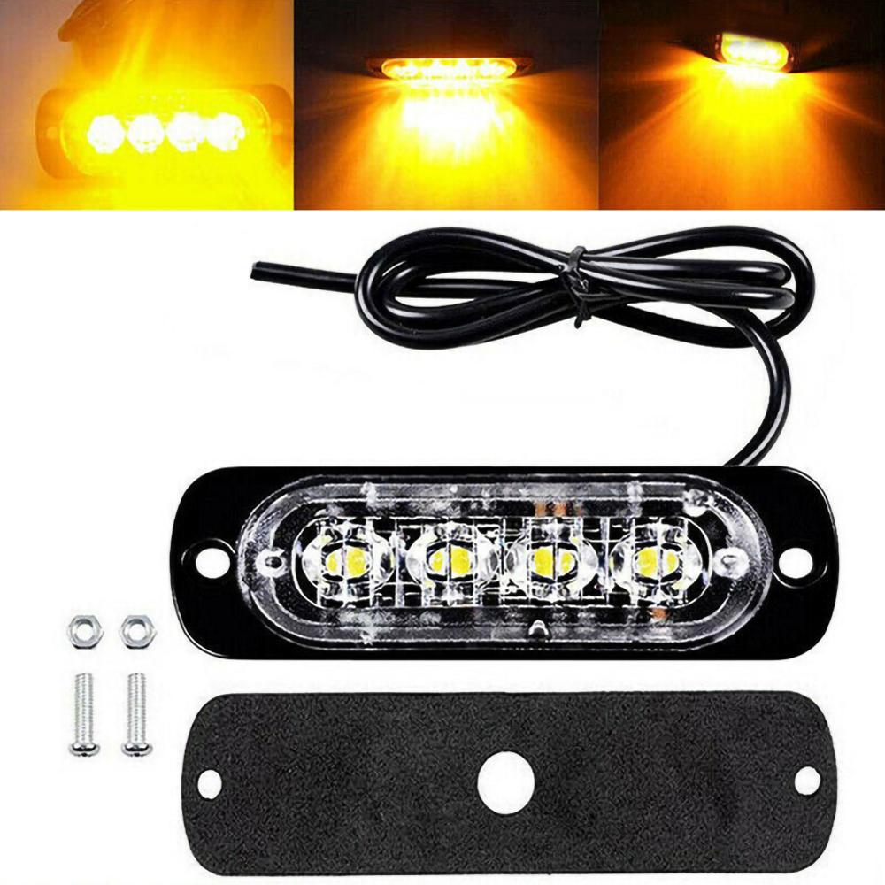 2Stck 12W 4 LED-strahler Bernstein Auto Lkw Motorrad Notfall Leuchtfeuer Warnung Gefahr Blitz Strobe Unterboden Drehen Licht Bar