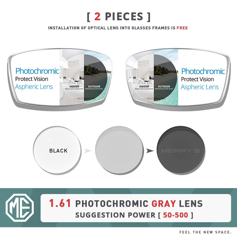 MERRYS-gafas clásicas de piloto para hombre y mujer, gafas graduadas para miopía, montura óptica S2690: 1.61 Photo Gray
