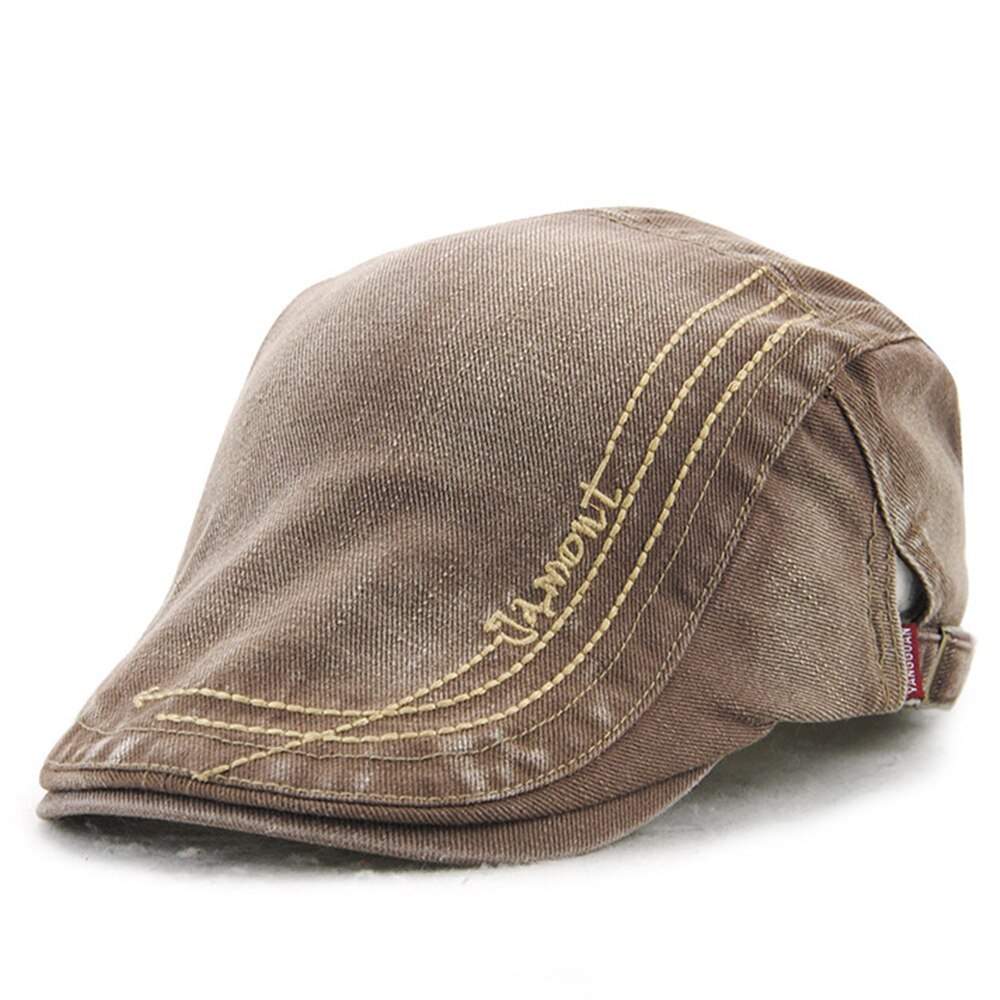Gorro Vintage de algodón para hombre, gorra informal con visera ajustable, Boinas planas Retro, ropa de calle, sombrero de Golf para otoño,: coffee
