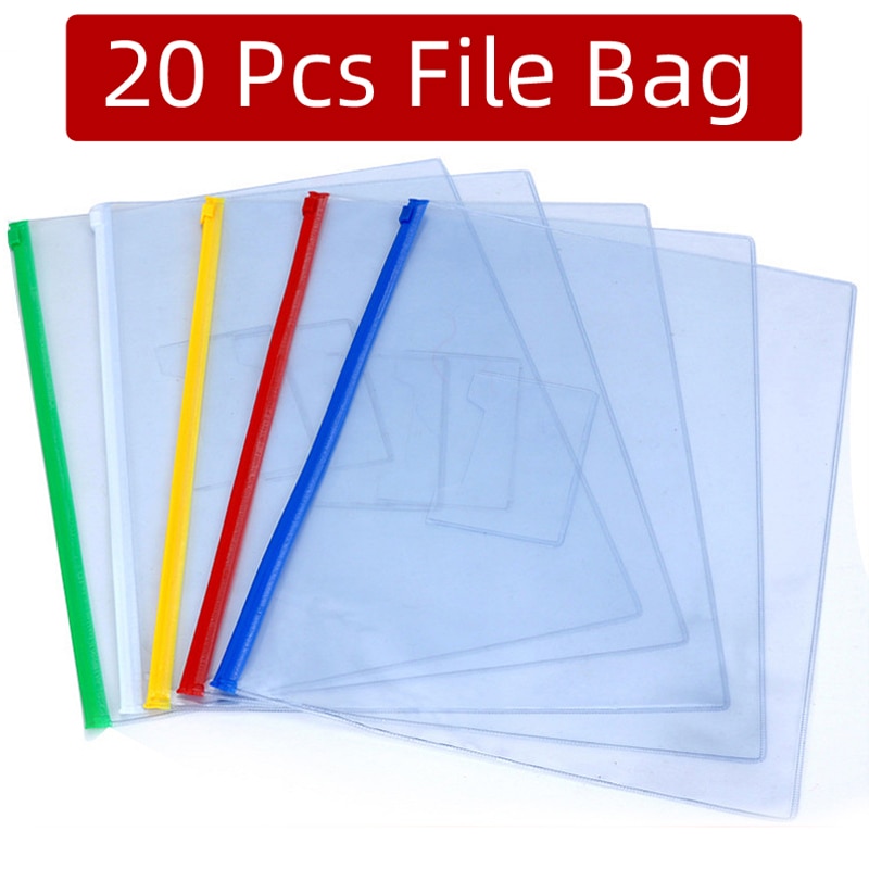 20pcs/set stationery A4/A5/A6 PVC transparent edge bags file bag Office & School Supplies Papelaria