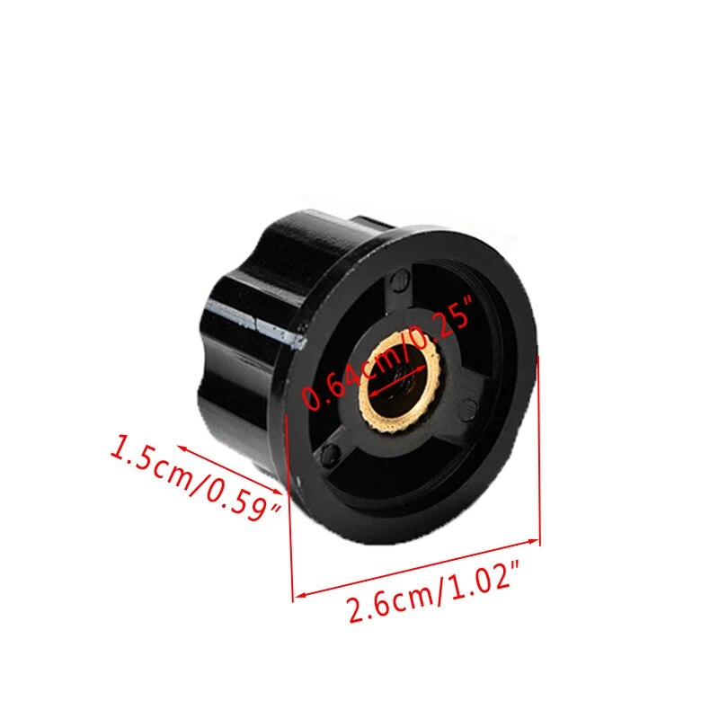 5 stk 6mm justerbar, riflet akselpotensiometer volumkontroll dreieknott