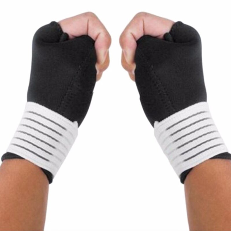 1 Paar Palm Pols Hand Ondersteuning Handschoen Sport Bandage Gym Half Vinger Duim Wrap Sport Veiligheid Elastische Polsband Brace