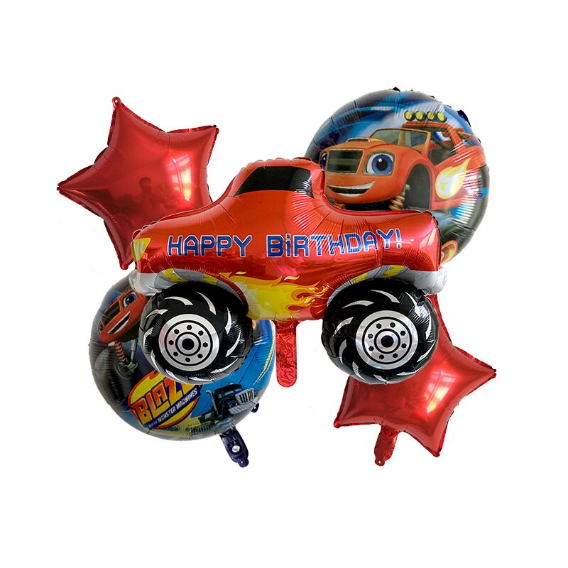 6Pcs Blaze En De Machines Folie Ballon Gelukkige Verjaardag Partij Decoratie Bal Jongen Tank Bus Fire Car ballonnen
