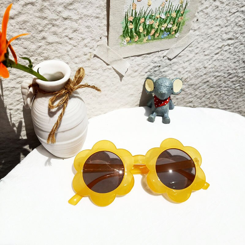 Vintage børn solbriller barn solbriller runde blomster baby børn  uv400 sport solbriller piger drenge oculos de sol: Gul
