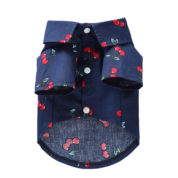 Chemises imprimées de fruits pour animaux de compagnie, T-shirt pour chien, Manteau fin, Veste pour chiot, Vêtements pour chat, Tenues pour petits chiens, Tenues de Schnauzer: Bleu marine / XXL