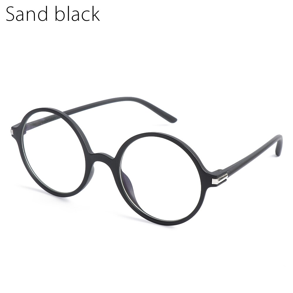 Computer Classic Transparent Round Glasses Anti Blue Glare Frame Clear Lens Myopia Glasses Vintage Eyeglasses Optical Spectacle: sand black2