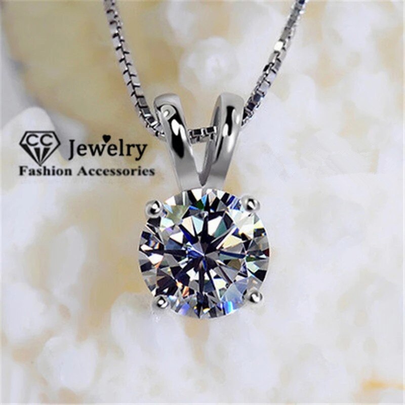 CC Necklaces Pendants Women Cubic Zirconia Round Stone Bridal Wedding Necklace Classic Fine Jewelry Colar CCN002