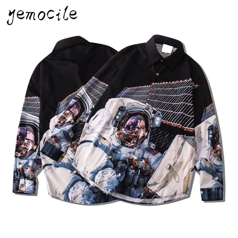Flamme Gedruckt Hemd Paare Tragen Lässige Männer Frauen Hemden Harajuku Hüfte hüpfen Streetwear verlieren Langarm Blusen StreetWear
