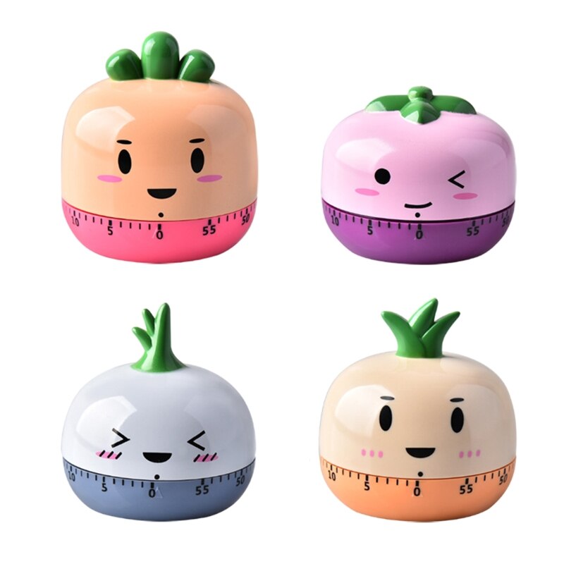 Cute Food Vegetables Alarm Clock Time Management Tool 60 Minute Wind Up Dial Mechanical Kitchen Timer