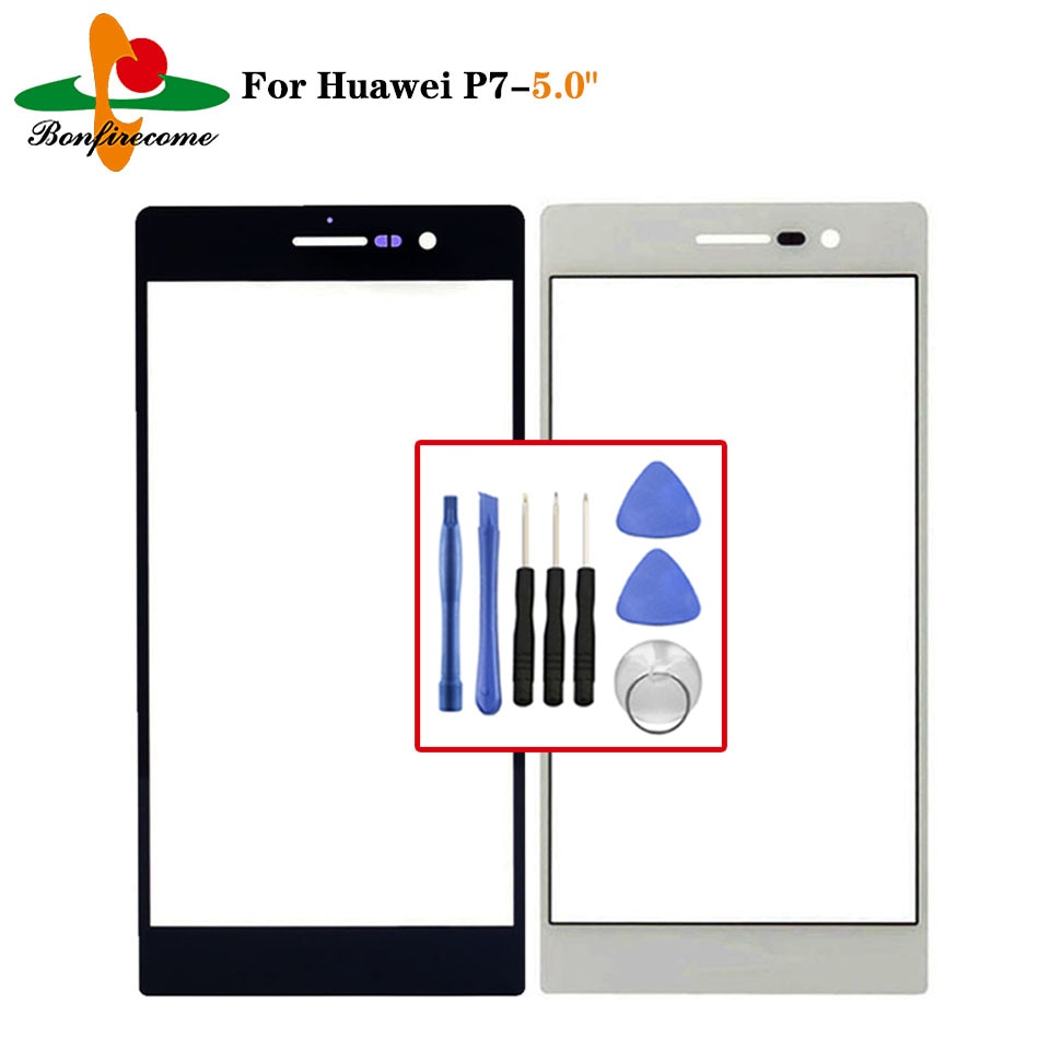 Exterior de pantalla para Huawei Ascend P7 P7-L10 P7-L00 P7-L05 frente Panel de pantalla táctil LCD Pantalla de vidrio cubierta de lente de repuesto