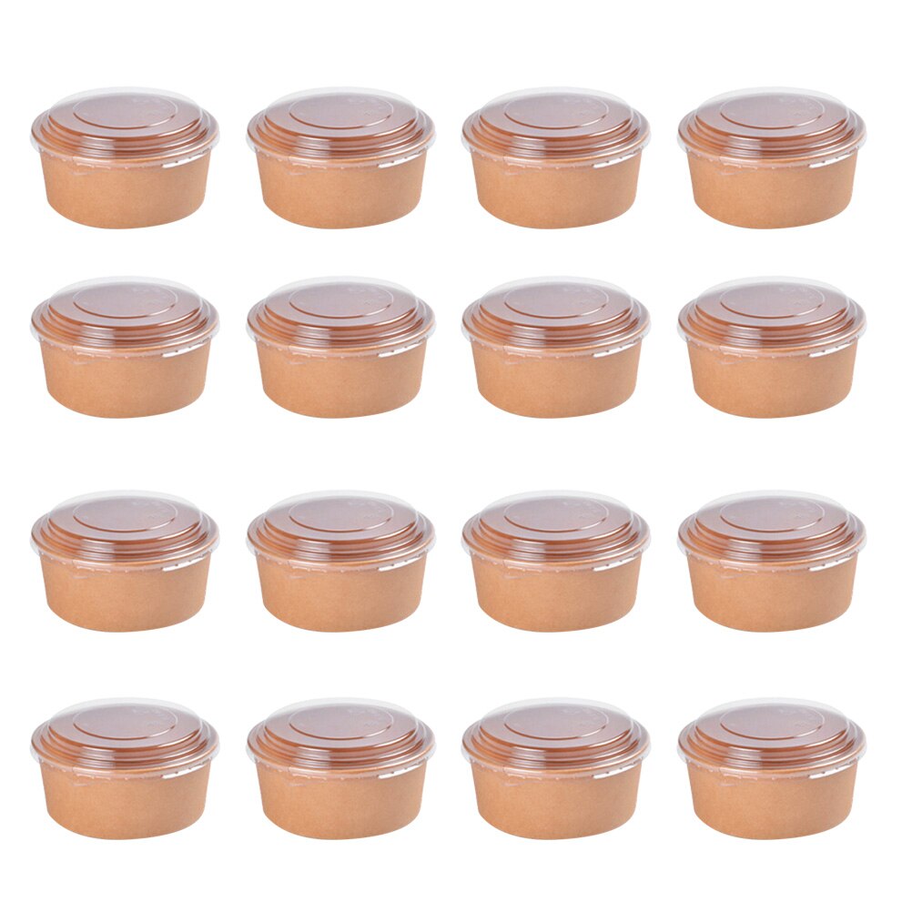 20pcs Disposable Kraft Paper Bowls Fruit Salad Bowl Food Packaging Containers Party Favor (16oz, with Lid): Size 4