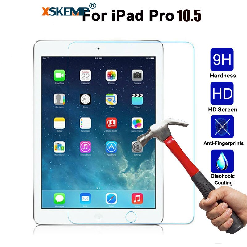 Xskemp 9h ægte hærdet glas til apple ipad mini 2 3 4 skærmbeskytter hårdt cover til ipad pro 10.5 9.7 beskyttelsesfilm: Grå