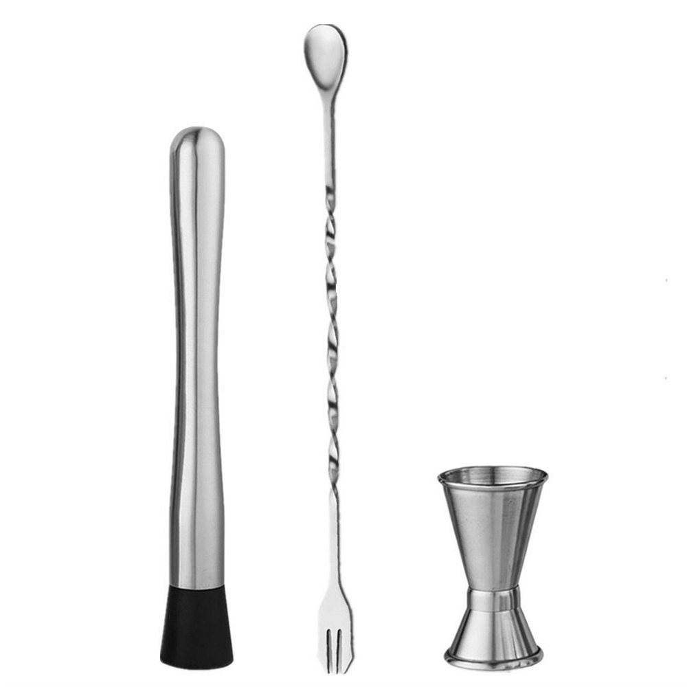 Muddler Bar Tool Cocktail Muddler Set With Muddler, Cocktail Spoon, Jigger G531: Default Title