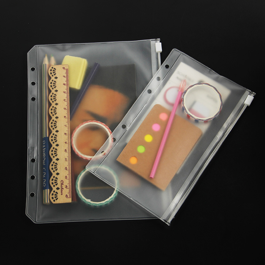 3 stk / sæt pvc modtage pose opbevaringskort taske til  a5 a6 a7 spiral notesbog løs blad dagbog planner spole ring bindemiddel arkivering produkter