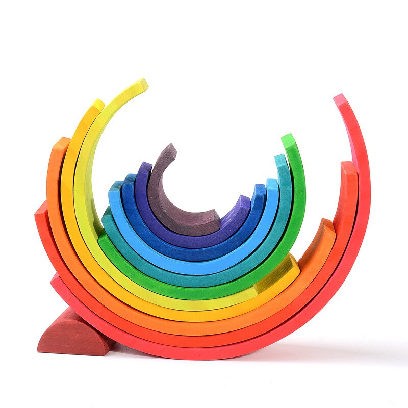 Baby Toys Large Rainbow Stacker Wooden Toys for Kids Rainbow Building Blocks Montessori Educational Toy Children