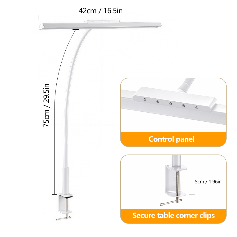 LED bureaulamp met klem Architect bureaulamp voor thuiskantoor Ultra heldere auto-dimmende PC-lamp Traploos dimbare tafellamp: M / Goud
