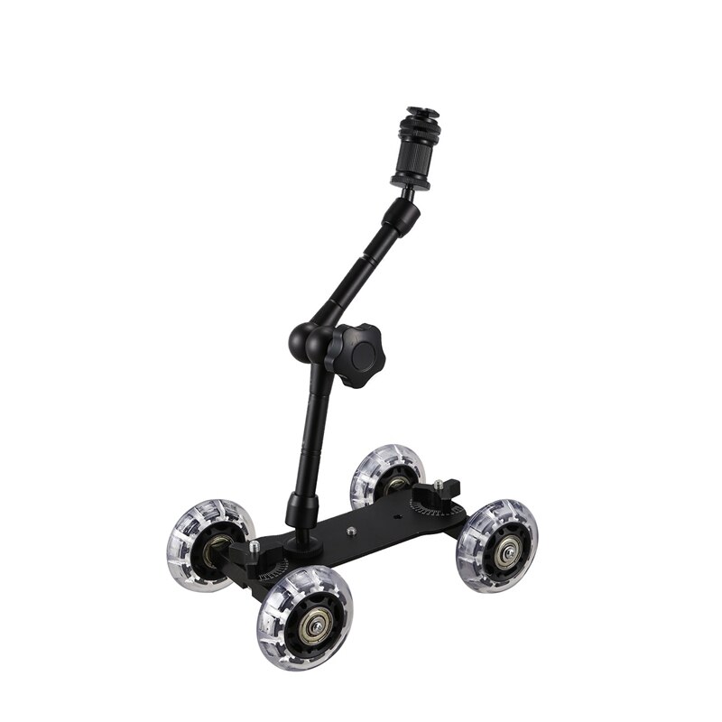 3C-Mobile Rolling Sliding Dolly Stabilizer Skater Slider 11 Inch Scharnierende Magic Arm Camera Rail Stand Fotografie Auto