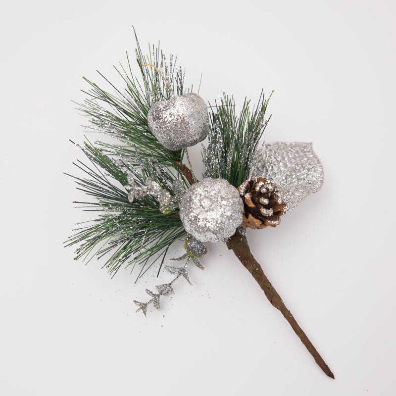Konstgjorda pvc små tallstammar plockar träd med kottar bär till blomsterkransar heminredning jul