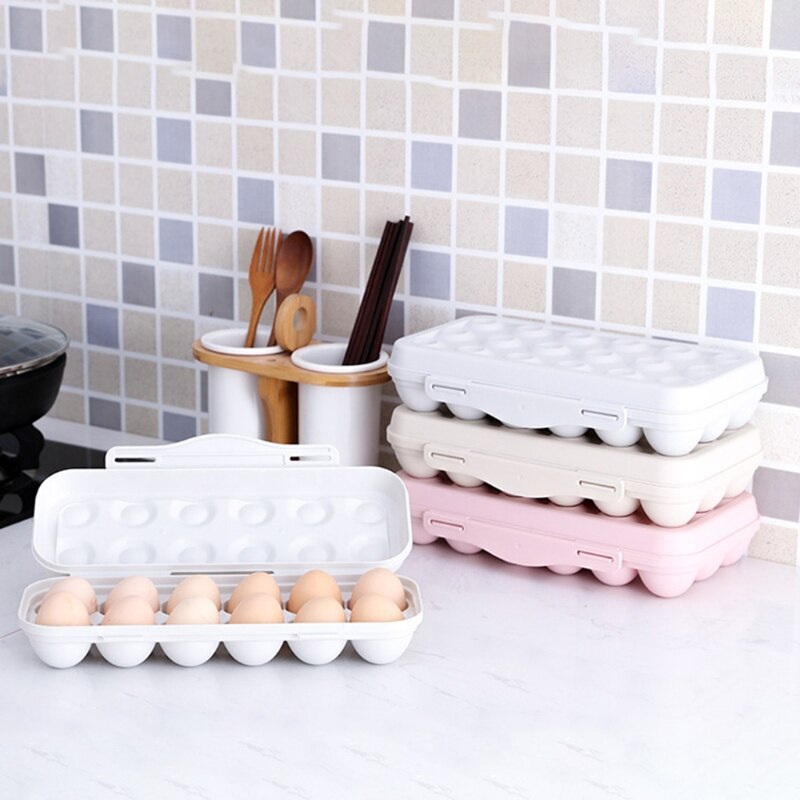 Contenedores de plástico con tapa para nevera, caja de almacenamiento para guardar huevos, 12/18 paquetes